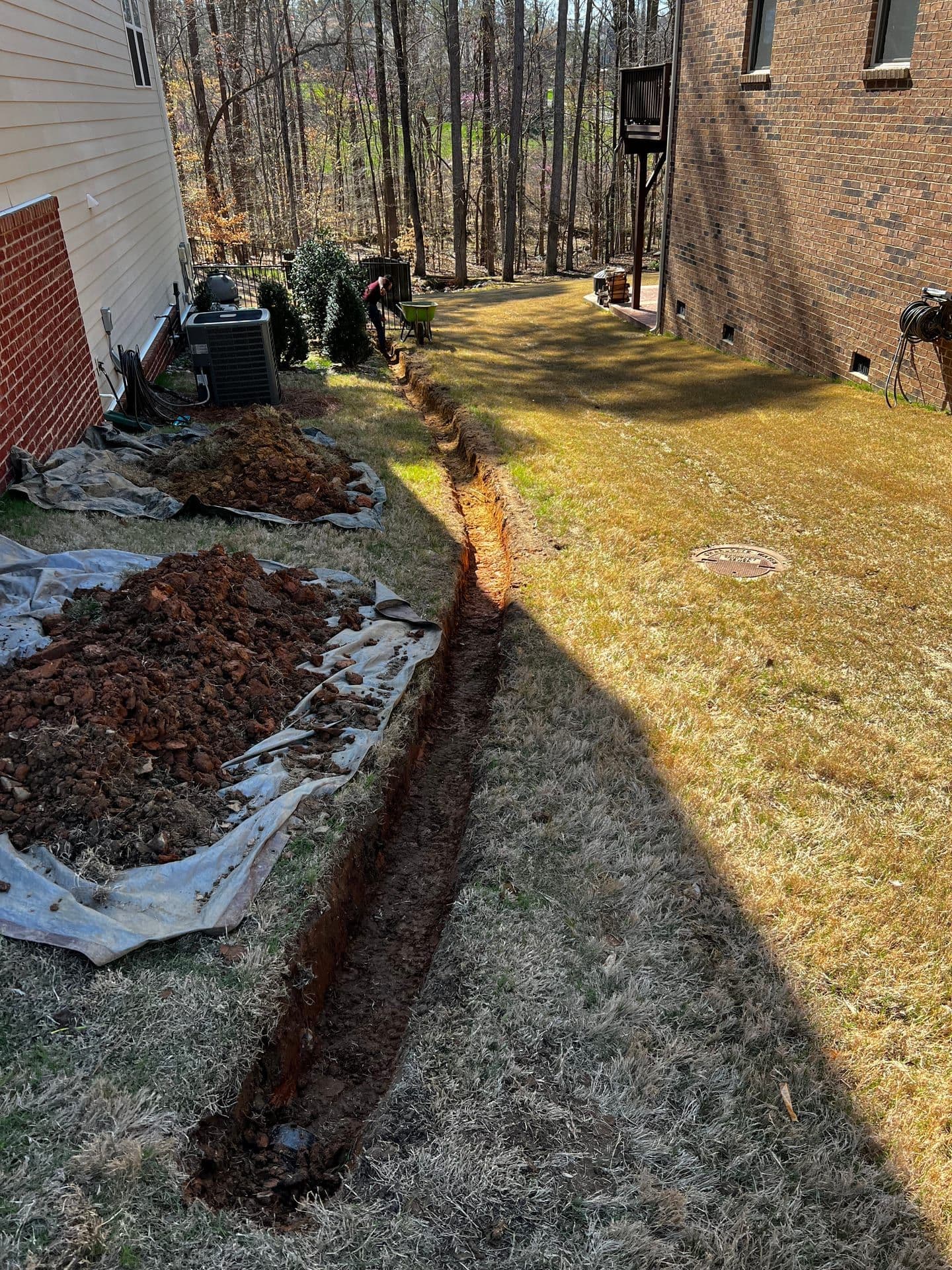 French drain installation in Charlotte, NC