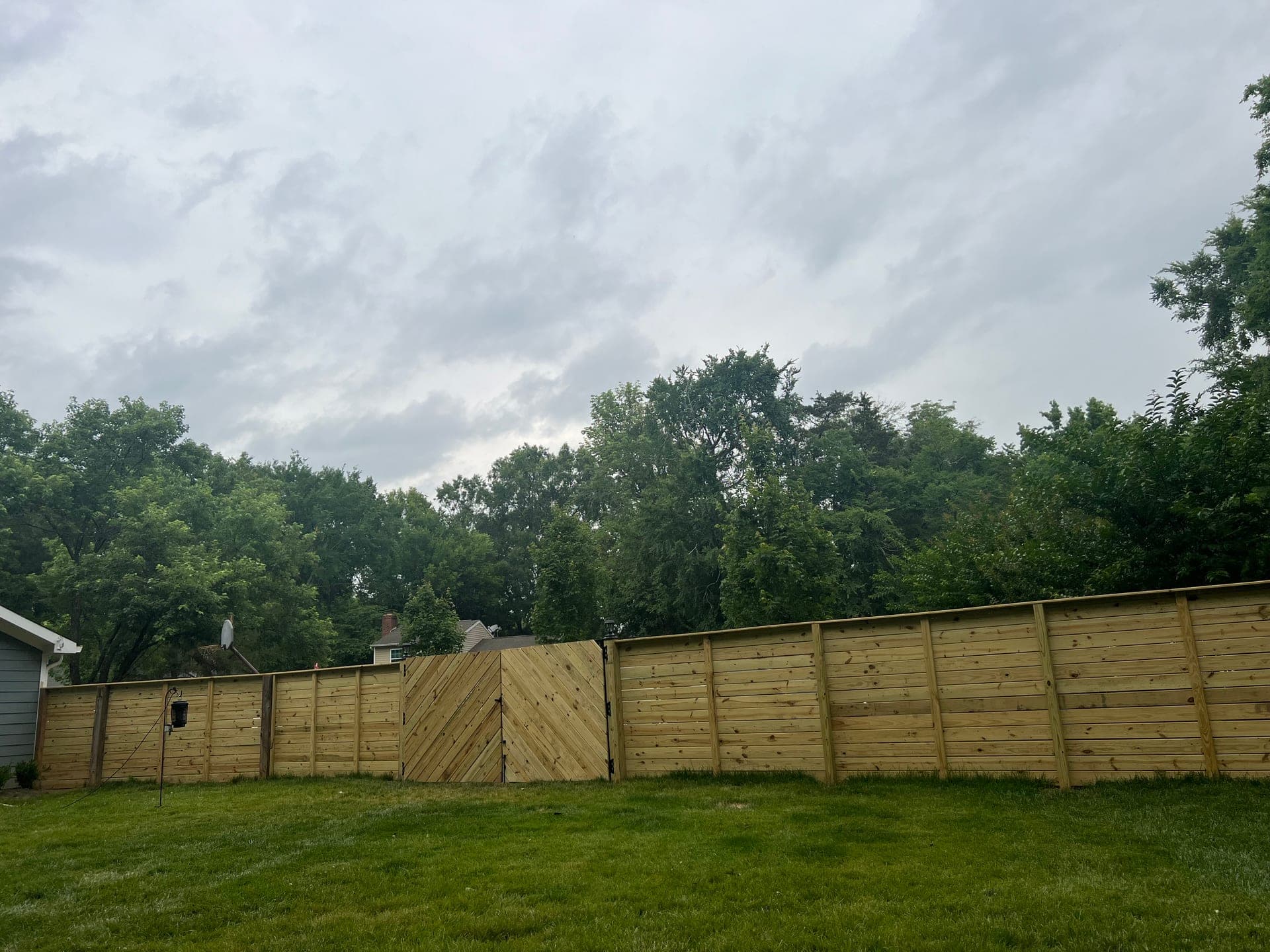 Large privacy fence installation