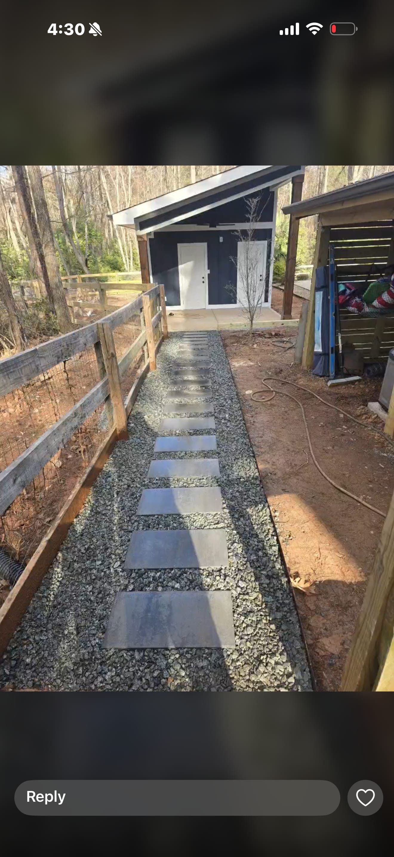 Paver walkway and gravel