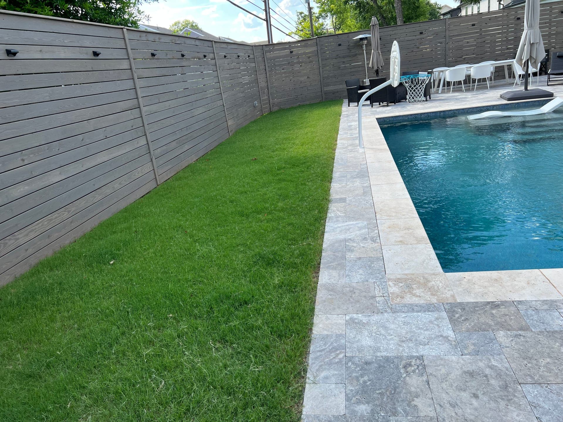 Sod installation by pool